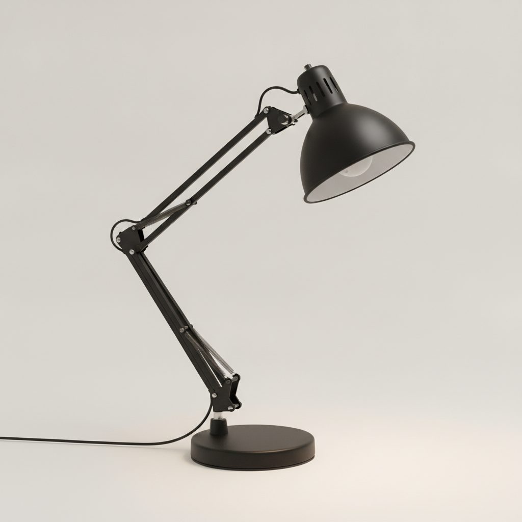 Lampe d'atelier articulée noire, réédition